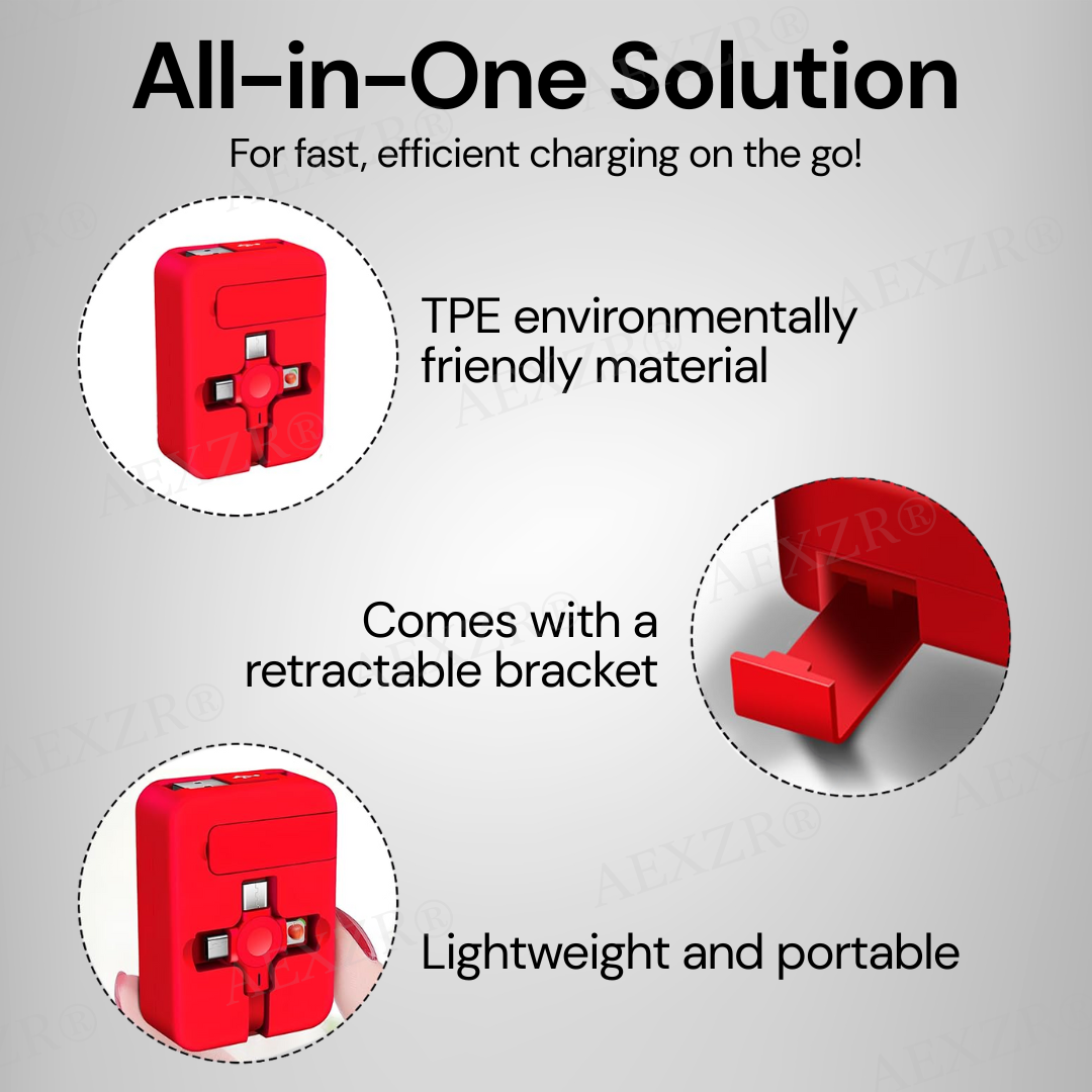 Three-in-One Charging Cable Roll